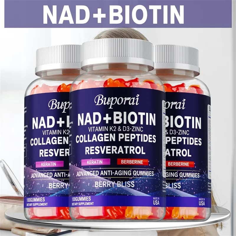 NAD+, age-resistant gommose caramels for resveratrol, Berberin and Biotin - Helps support cell regeneration, natural energy, concentration and memory