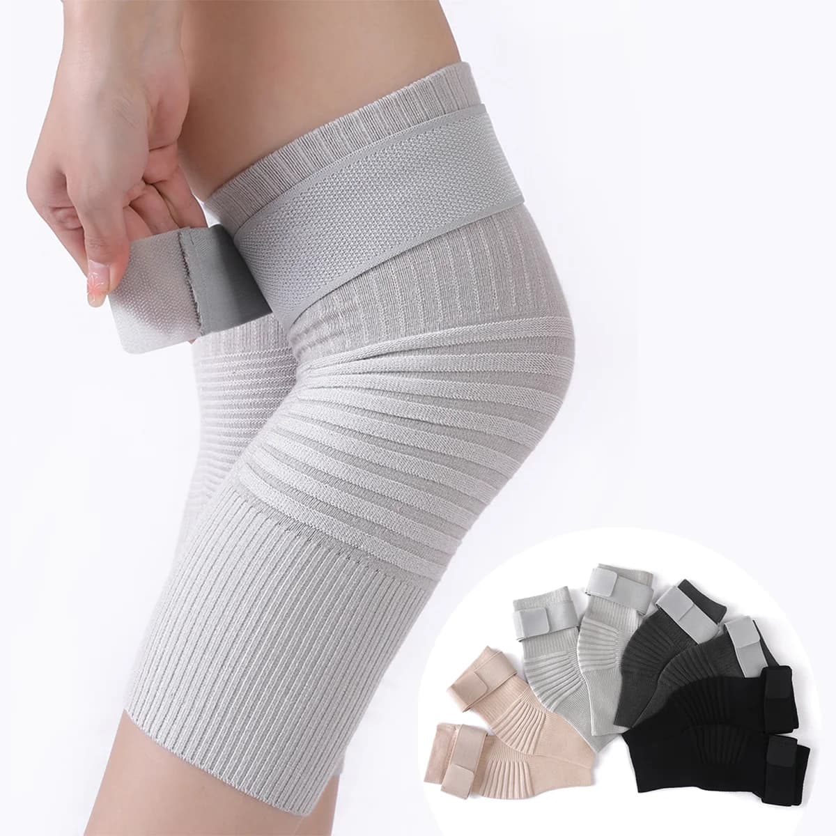1 paio di ginocchiere regolabili per fasciatura da donna elastico antiscivolo per gamba fredda compressione per ginocchio supporto per sport Fitness all'aperto ginocchiera