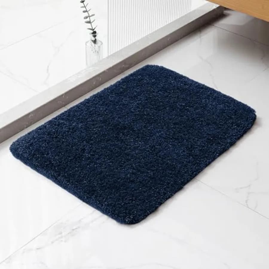 Bathroom Rugs - High-Density Microfiber Bath Mat, Fluffy Non Slip Absorbent and Washable Bathroom Mat - Ideal for Small Spaces,