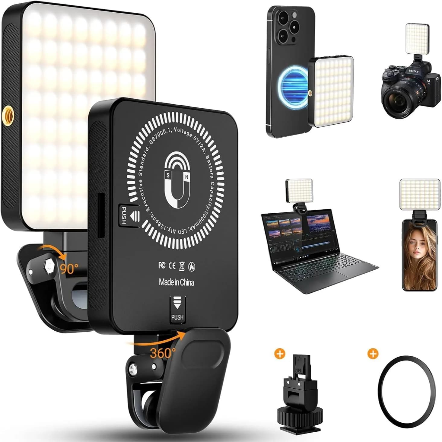 128 LED Selfie Fill Light for iPhone Samsung iPad Cell Phone Laptop Magnetic Clip Ring Fill Lamp Photo Video Photography Lamp