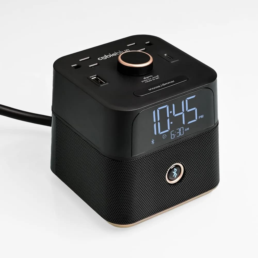 Caricatore con Sveglia Intuitivo e Doppia Porta USB, Prese Antimanomissione e Altoparlante Bluetooth