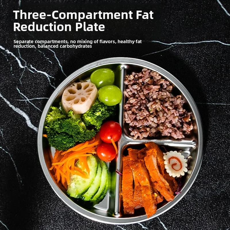 Stainless Steel Quantitative Plate 36 Pieces, Fat Reduced Dinner Plate, Adult Weight Loss Plate, Fruit Tray for Fitness and Home