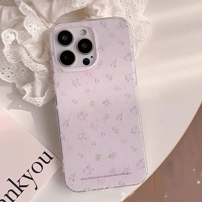 Ins Coreano Viola Floreale Guarigione Delicata Creativo Carino Cassa Del Telefono Per iPhone 17 Air 16 15 14 13 12 11 Pro Max Plus Y2K Copertura
