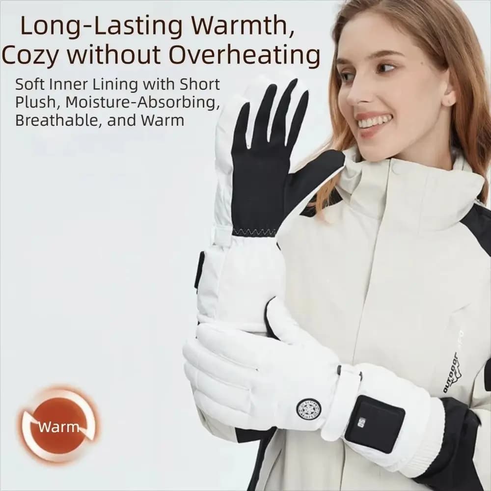Windproof Electric Heated Gloves Waterproof Thickening And Velvet Smart Heated Gloves Adjustable 3 Heating Levels
