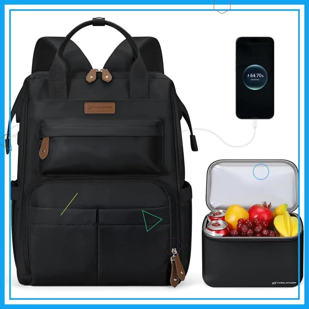 Zaino da viaggio impermeabile per laptop con portapranzo isolato, adatto a dispositivi da 15,6-17,3 pollici per lavoro e pendolarismo
