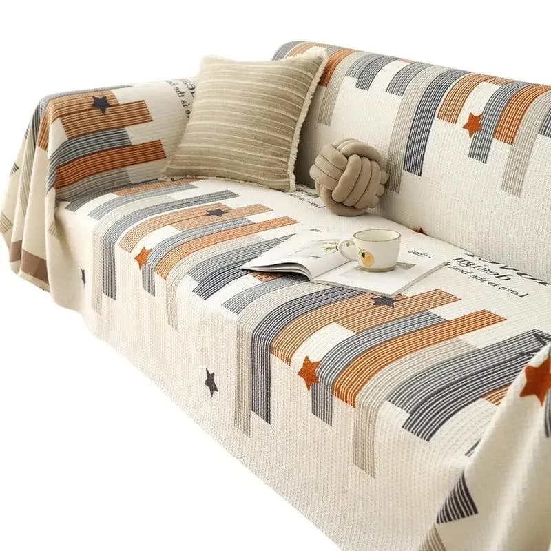 Polyester Cotton Sofa Cover Geometric Striped Star Pattern For Living Room Decor Pet Furniture Protection WrinkleResistant