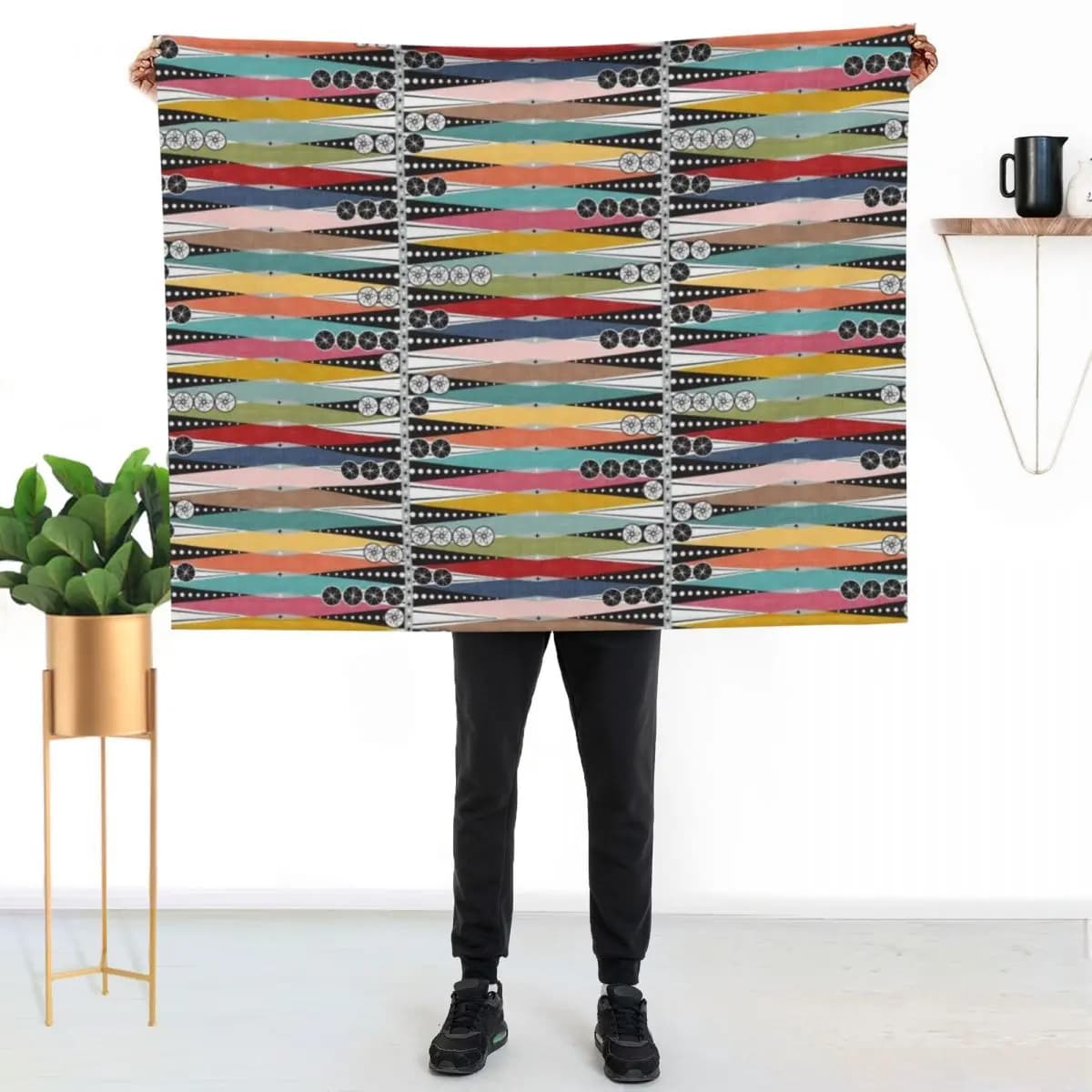 Coperta morbida e calda in stile Mid Century Modern ~ Atomic Age Backgammon, regalo per i nonni