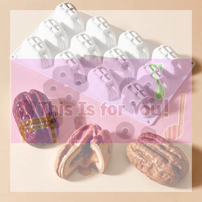 1Pcs 4 Or 12-Cavity Nut Pecan Silicone Mold Chocolate Dessert French Pastry Baking Mold Handmade Soap Aromatherapy Candle Mold