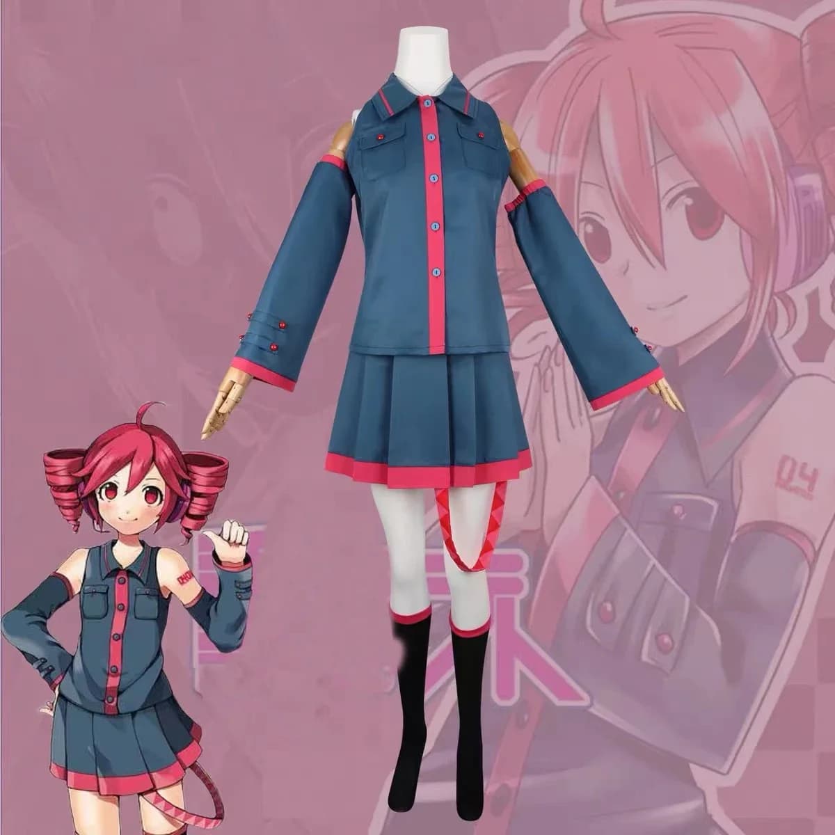 Kasane Teto Cosplay Costume Anime Miku Vtuber Top+Skirt Uniform Carnival Halloween Party Cosplay Performance Suit For Women