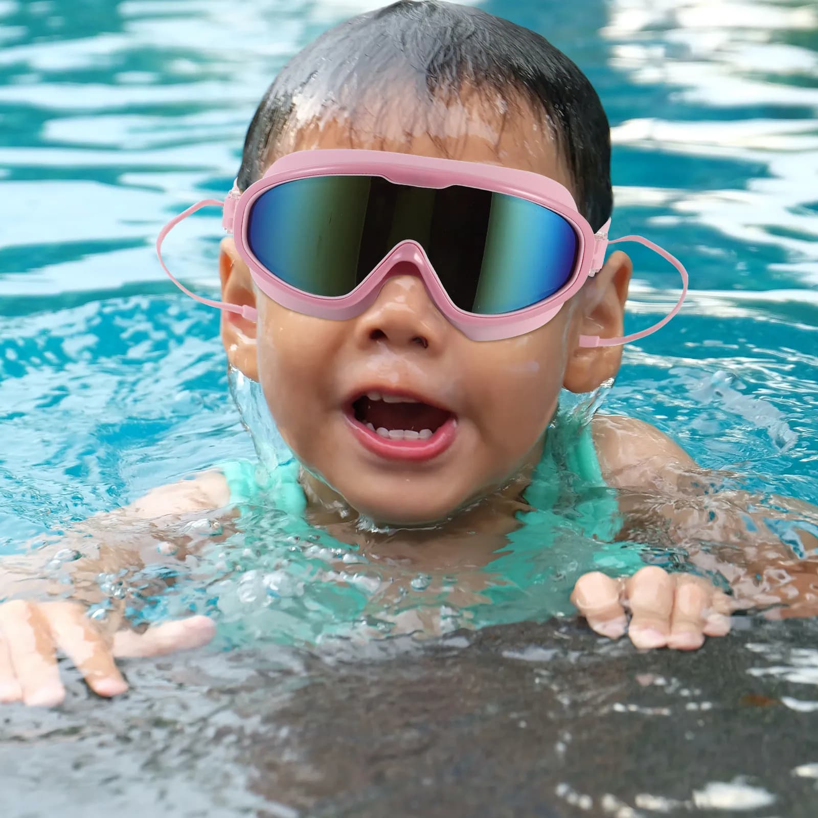 Children Swim Goggles Lightweight Adjustable Silicone Straps Comfortable Clear Anti-Fog Lens for Kids Swimming