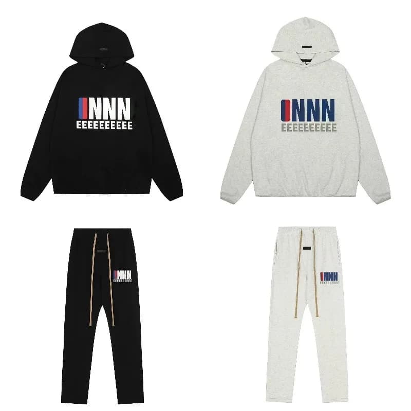 Luxury 25SS men's suit with silicone logo, hoodie and wide sweatshirt pants, two-piece streetwear style set