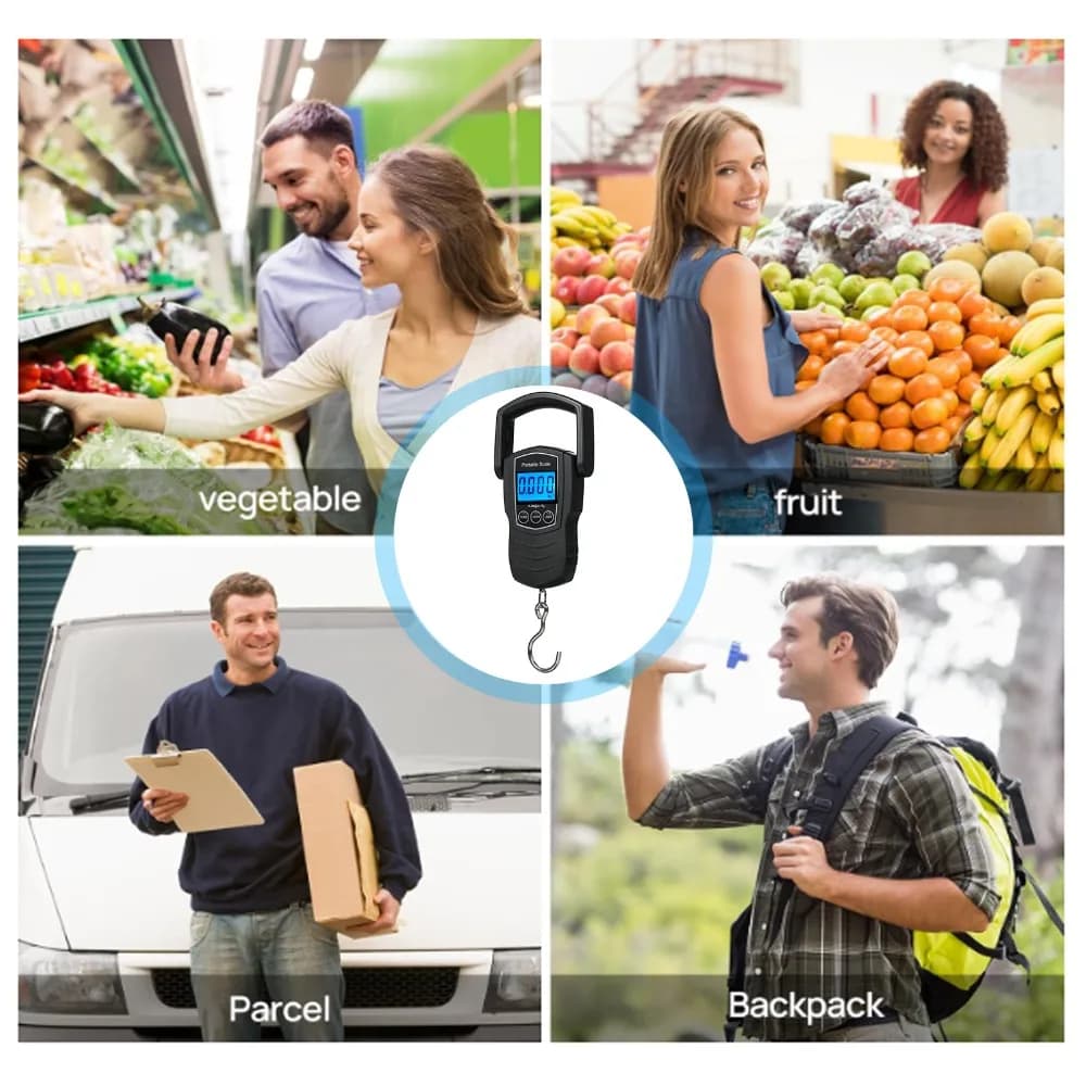 Portable Plastic Digital Luggage Scale Backlight Display Black Luggage Weight Scale Hook Fishing Scale For Fishing
