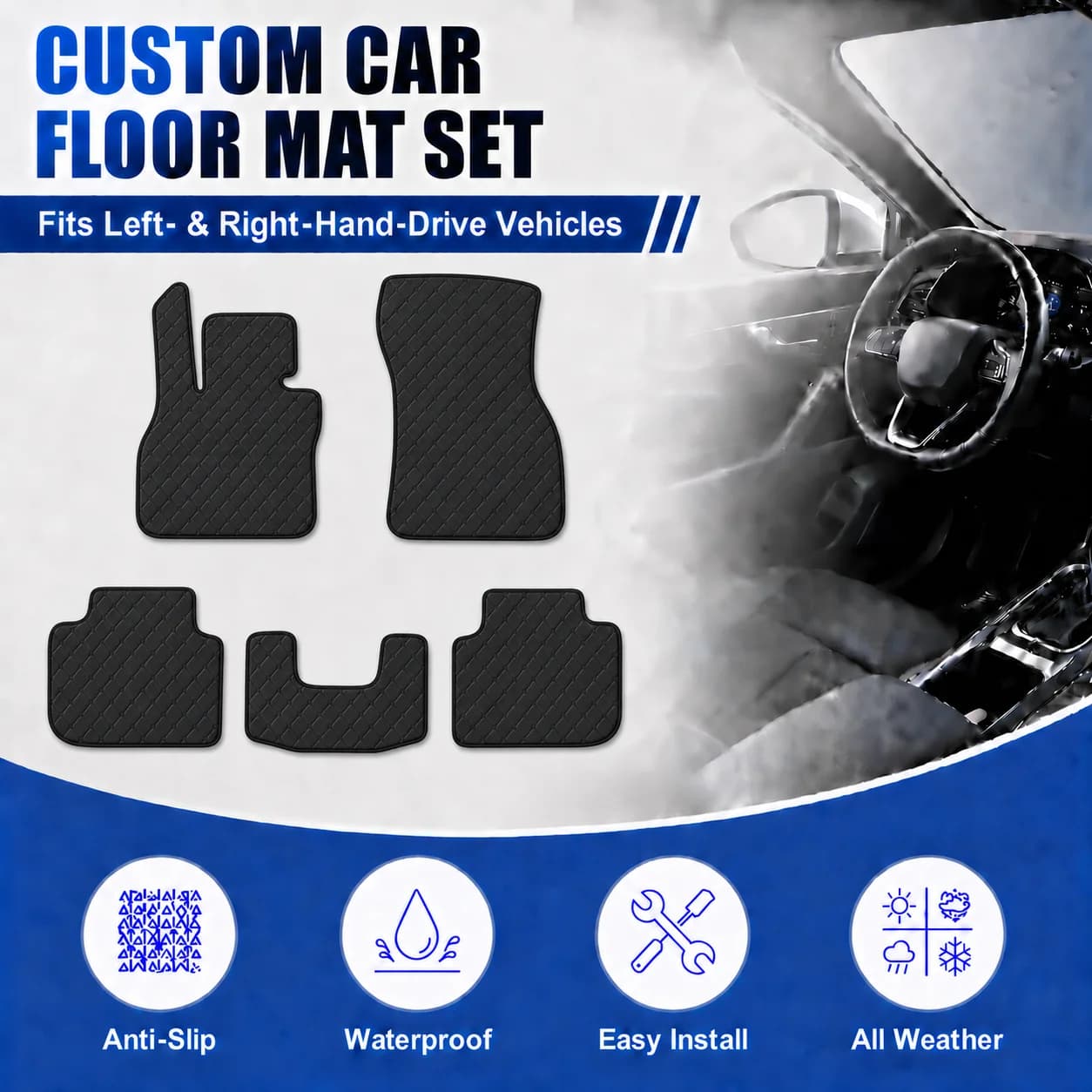 Customized Car Floor Mats for BMW 1 Series F40/F70 Hatchback 2019-Present All-Weather Flat Floor Liners Car Interior Accessories