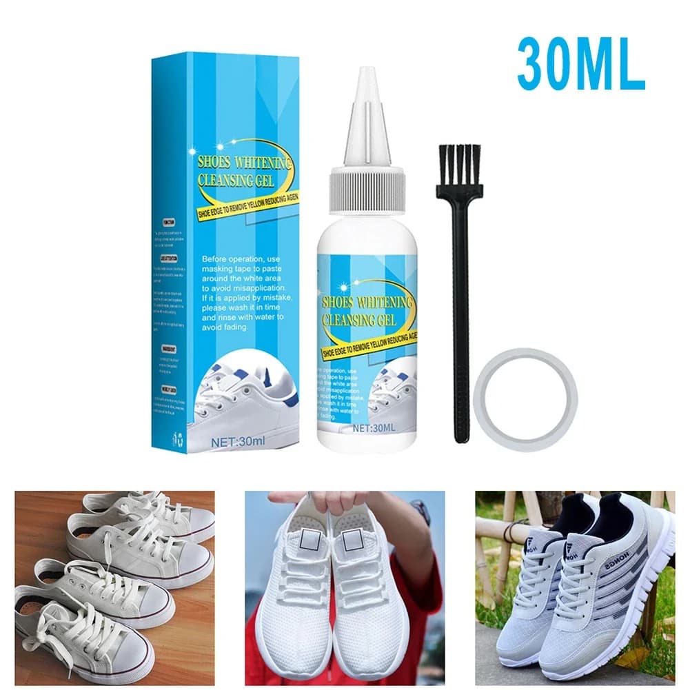 3 pz/set Scarpe Sbiancamento Gel Detergente 30ml Spazzola per Scarpe Scarpe Bianche Strumento di Pulizia Rimuove Accessori Con Spazzola Parti di Casa
