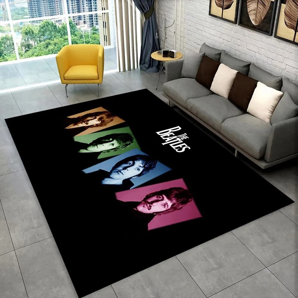 3D The B-Beatles Rock Band Star Carpet Rug for Bedroom Living Room Sofa Home Doormat Home Decor,Area Rug Non-slip Floor Mat Gift