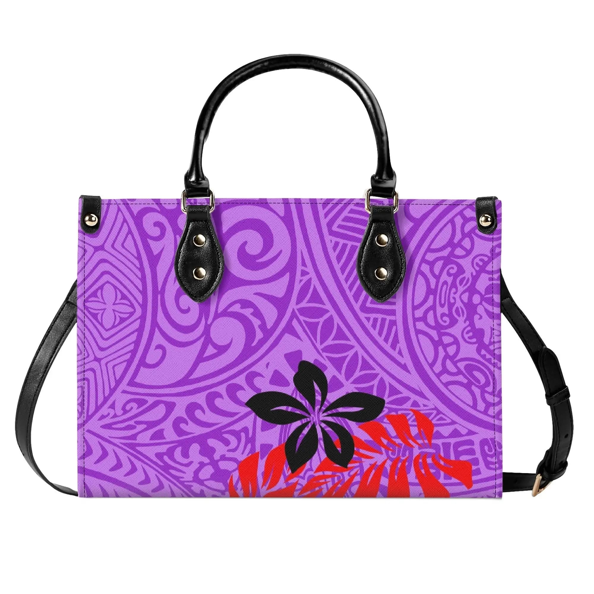 Custom Wholesale Women's Casual Bag Luxury Design Printed Zipper Shoulder Bag Model Polynesian Twill Leather Bag