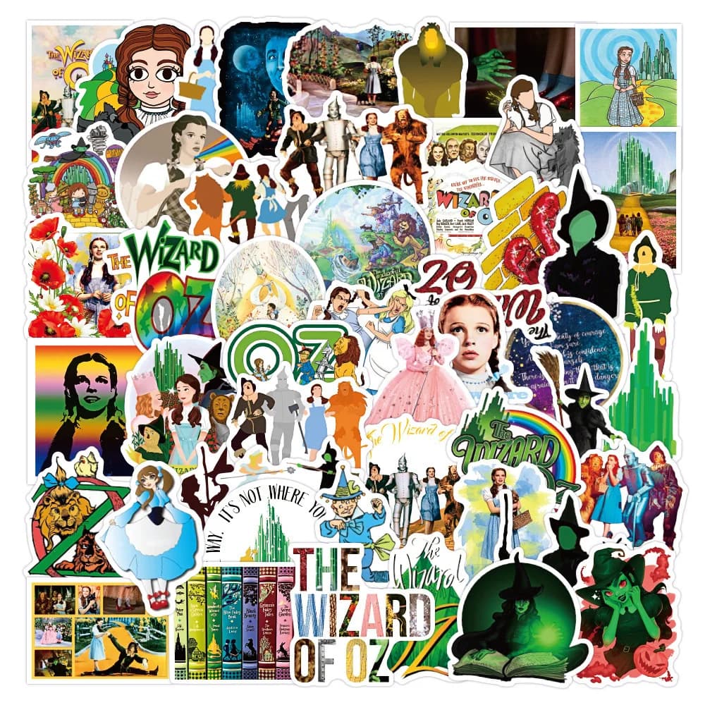 50PCS Fairy Tale The Wizard of OZ Cartoon Graffiti Sticker Decal for Stationery Box Scrapbook Mobile Phone Diary Kids Toys Gifts