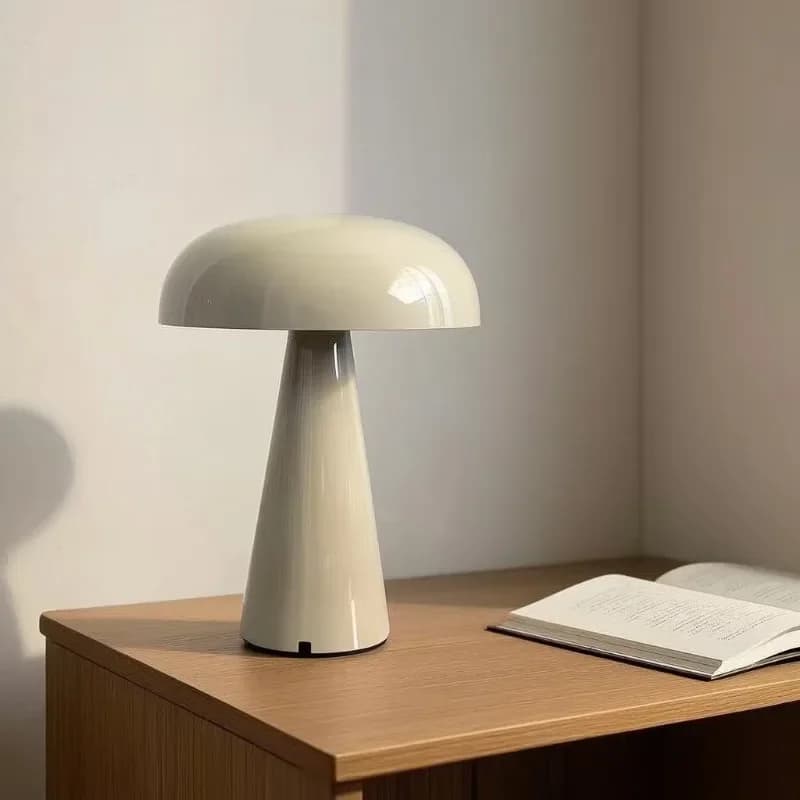 Lampada da Tavolo a Forma di Fungo Rossa, Lampada da Comodino per Camera da Letto, Luce Ambientale Creativa e Artistica con Controllo Touch
