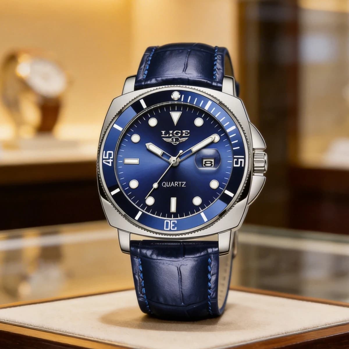 LIGE Luxury Men Watch Waterproof Luminous Chronograph Men Wristwatch Leather Quartz Watches Men Clock Reloj hombre