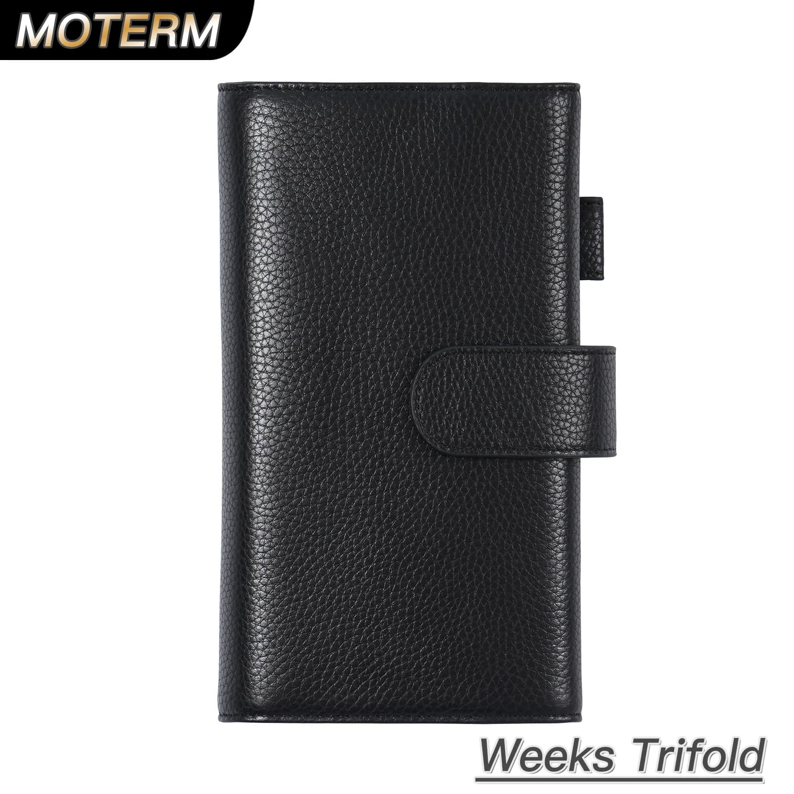 Moterm Trifold Planner Cover for Hobonichi Weeks/ Weeks Mega Notebook Pebbled Grain Leather Organizer Agenda Diary Journal