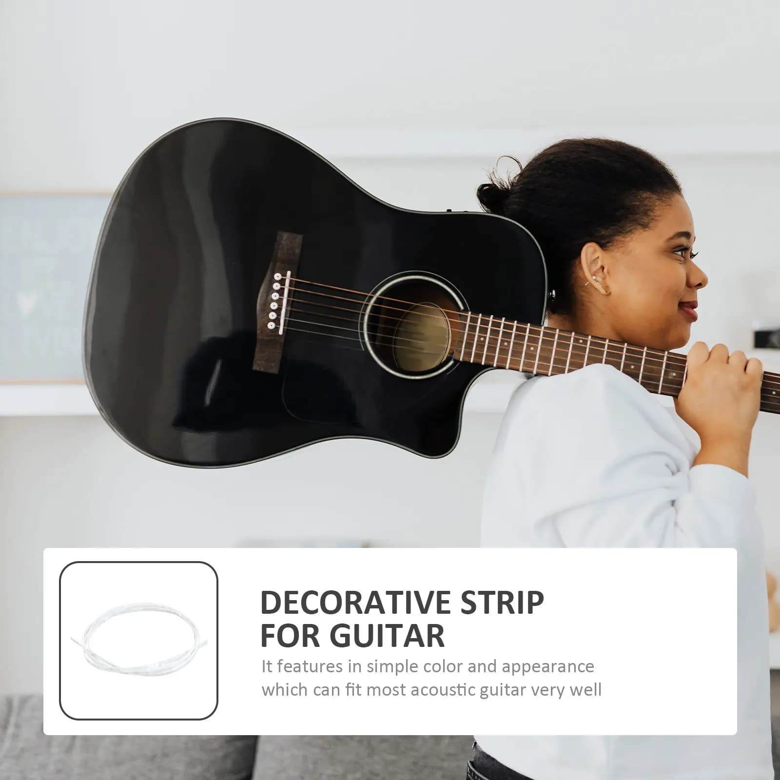 Striscia Decorativa in ABS Bianco per Chitarra, Bordo Protettivo in Plastica Premium per Chitarra Acustica, Classica e Ukulele, Elegante e alla Moda