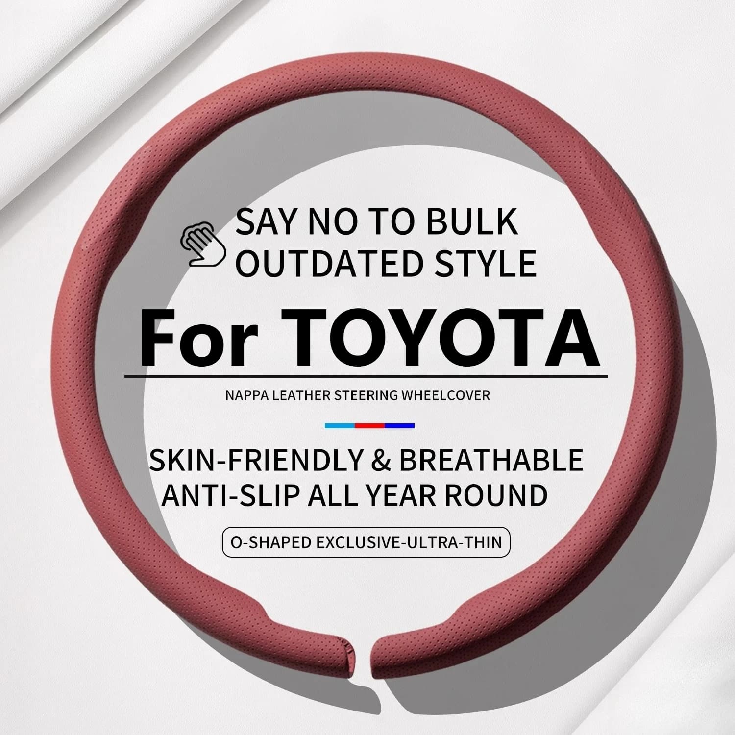 Ultra-Thin Luxury Anti-Slip Breathable Steering Wheel Cover For TOYOTA Hilux Corolla Tacoma Camry Yaris C-HR RAV4 Sienna