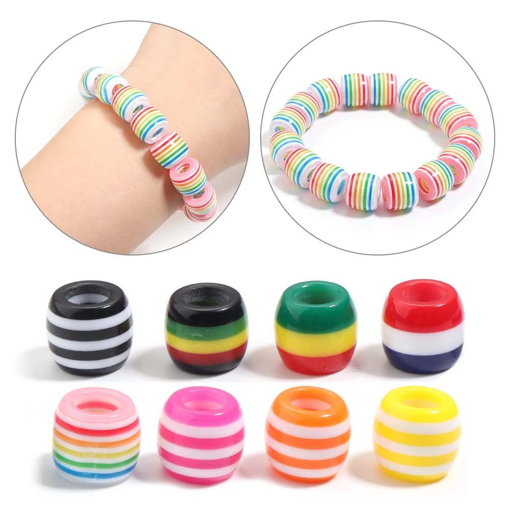 50 pezzi di perline arcobaleno in resina da 6 mm, perline distanziatrici colorate allentate con foro grande per la creazione di gioielli, braccialetti fai da te, collane, portachiavi