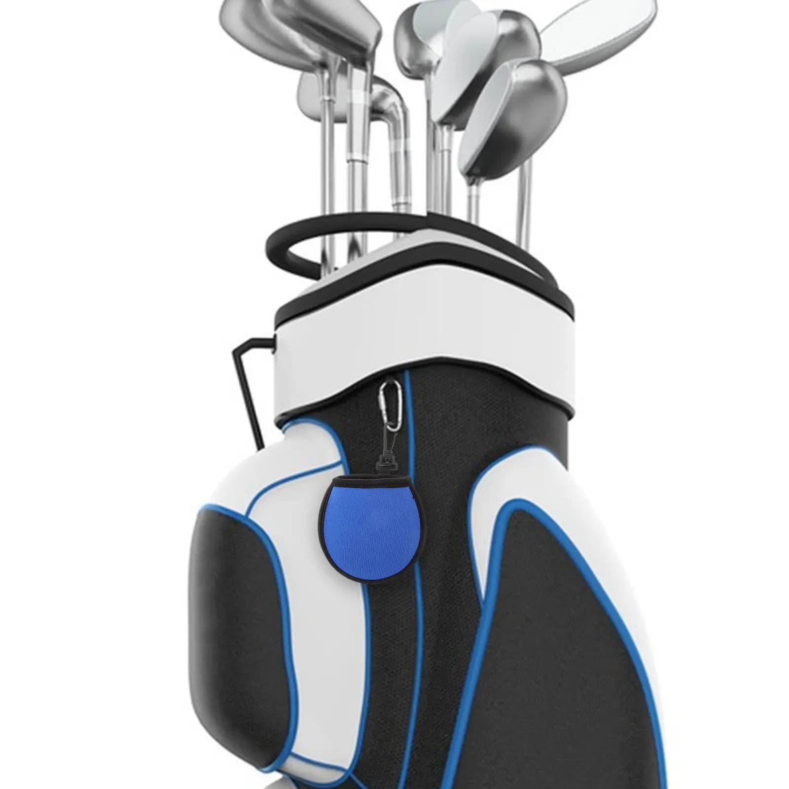 Borsa Porta Palline da Golf in Neoprene Resistente con Gancio per Sacche da Golf, Interno Morbido Foderato, Tasca Multiuso per Pulizia e Conservazione