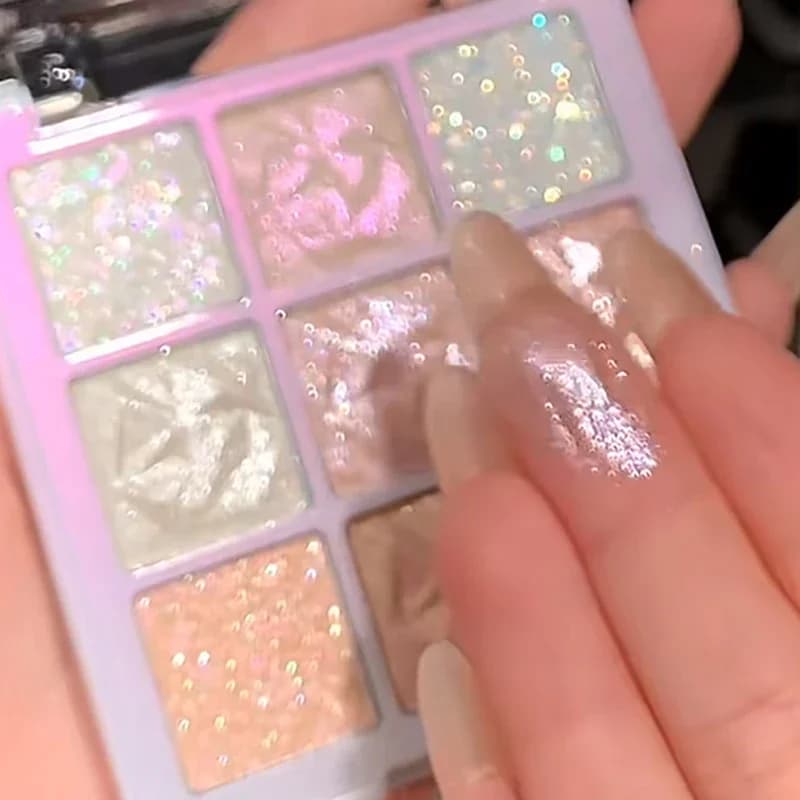 Palette Shadows Perlescent 1 Piece, Glitter Sparkling Blue Terra Purple, Illuminating Metalized, Glittered Eyes Pigments