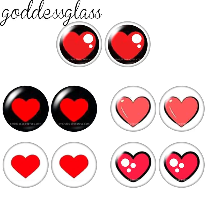 Glass Cartoon Doll Round Eyes Heart Pupil Lovely 10pcs 12mm/18mm/20mm/25mm Round Cabochon Flat Back Making Findings Jewelry