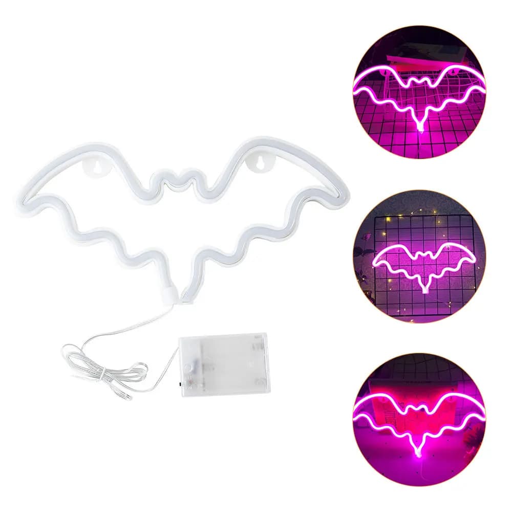 Lampada al Neon a Forma di Pipistrello per Halloween, Alimentata a Batteria, Luce Notturna Decorativa, Lampada Atmosfera al Neon per Camera da Letto e Soggiorno