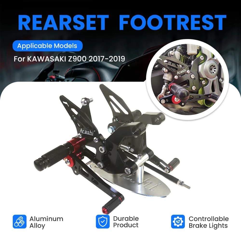 Pedane Anteriori e Posteriori Regolabili CNC ARASHI per Moto KAWASAKI Z900 2017 2018 2019