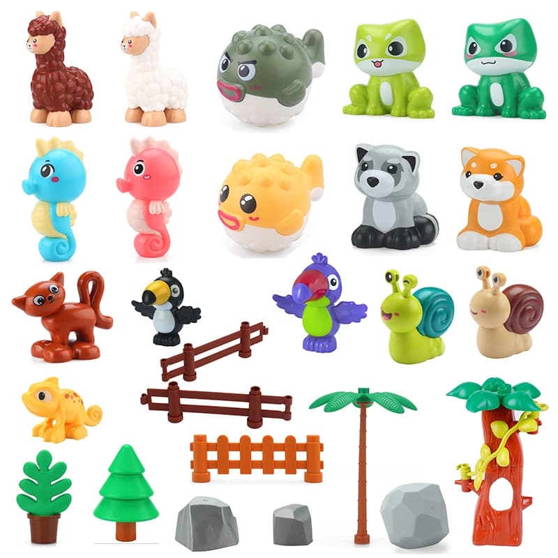 Animali da fattoria Mattoni Accessorio per albero di Natale Grandi blocchi di particelle di grandi dimensioni compatibili con il giocattolo educativo per bambini Duploed