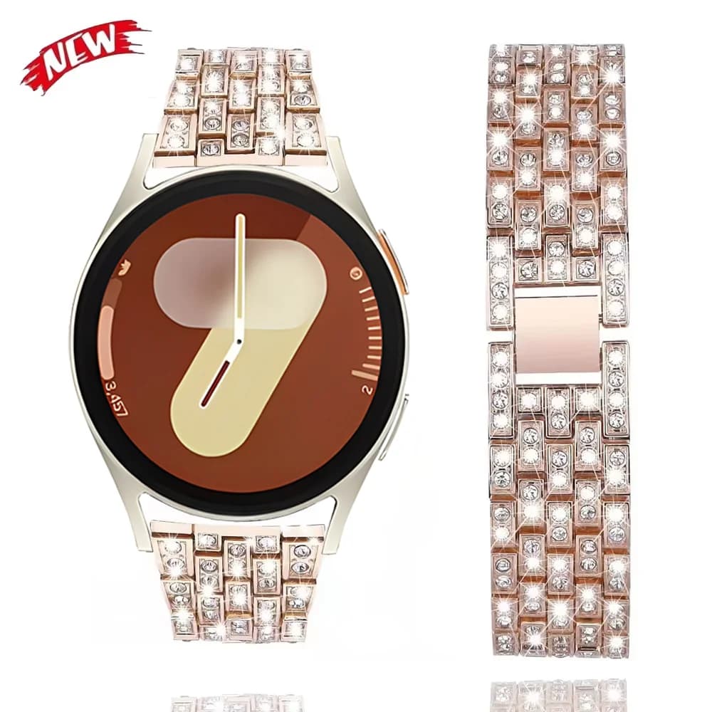 Cinturino in metallo con diamanti da 22mm 20mm per Samsung Galaxy Watch 7 6 5 4 40mm 44mm, bracciale da donna per Huawei Watch 5 GT6-5-4 46mm