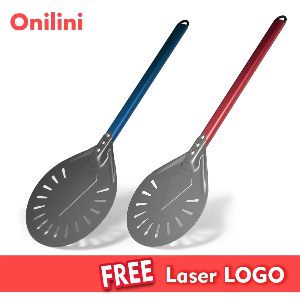 Onilini 7/8/9 inch Pizza Turning Peel Perforated Pizza Shovel Aluminum Alloy Handle Pizza Spatulas Paddle Oven Accessories