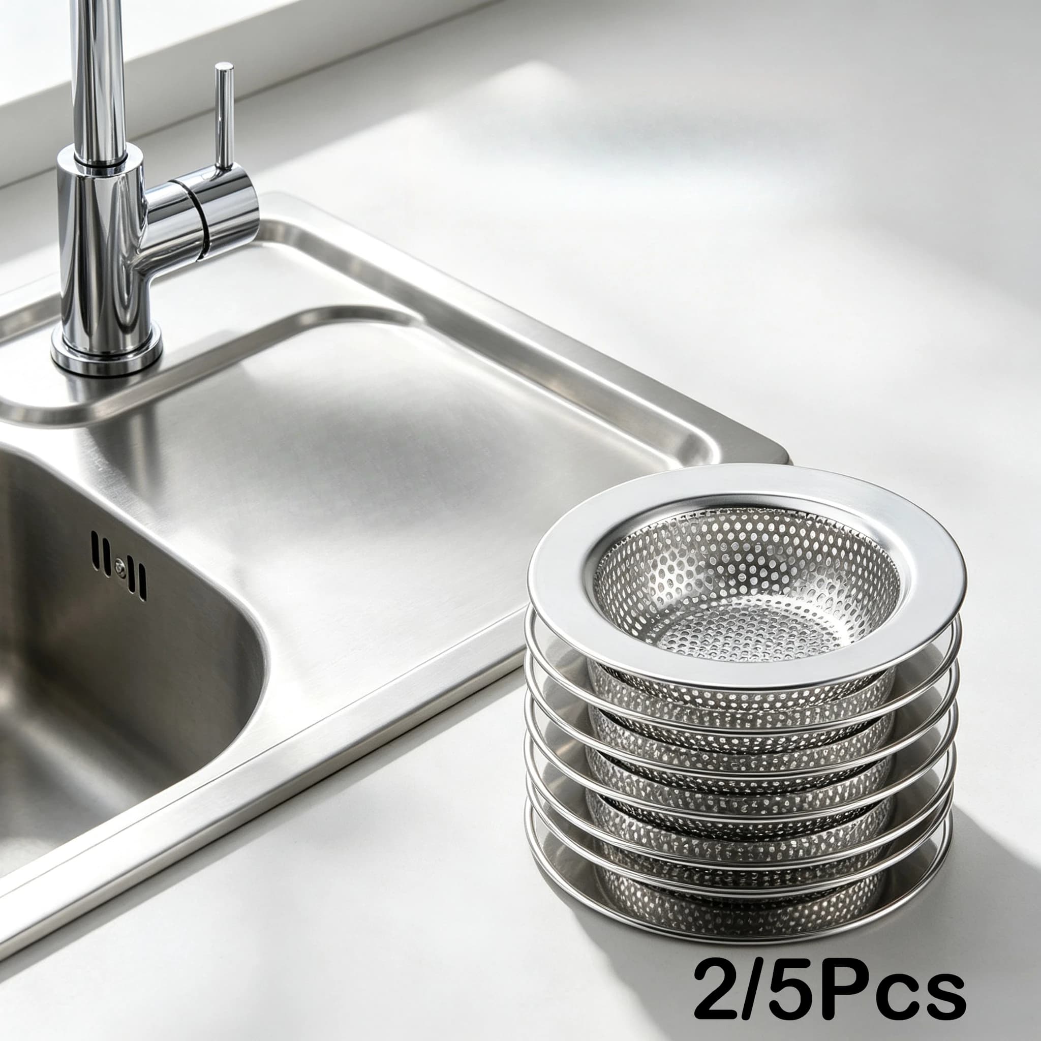 2Pcs Double Layer Kitchen Sink Strainer, Upgraded Drain Filter Basket, Safe Waste Residue Catcher for Kitchen Sink