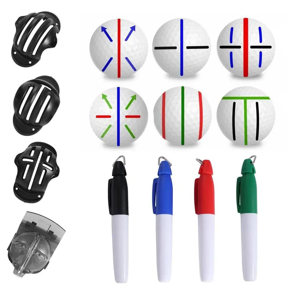 8Pcs/Set Vibrant Colors Golf Ball Line Marker Set Precision 4 Pens Golf Balls Alignment Exerciser Line Marker Tool