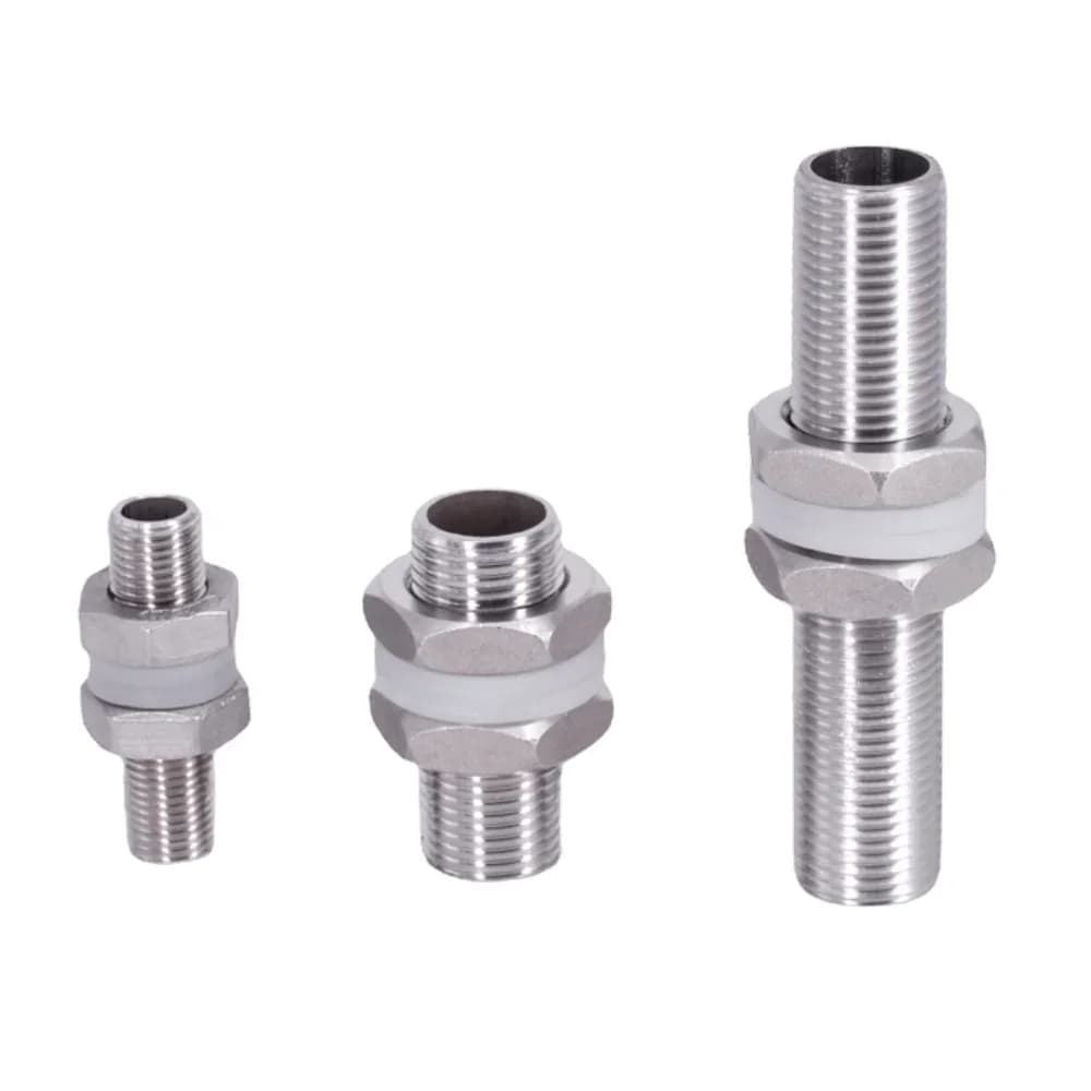 1/4" 3/8" 1/2" 3/4" 1" -2" BSP 30 40 50 60 80 100 120 150mm Stainless Full Thread Bulkhead Lock Pipe Fitting Water Tank Aquarium