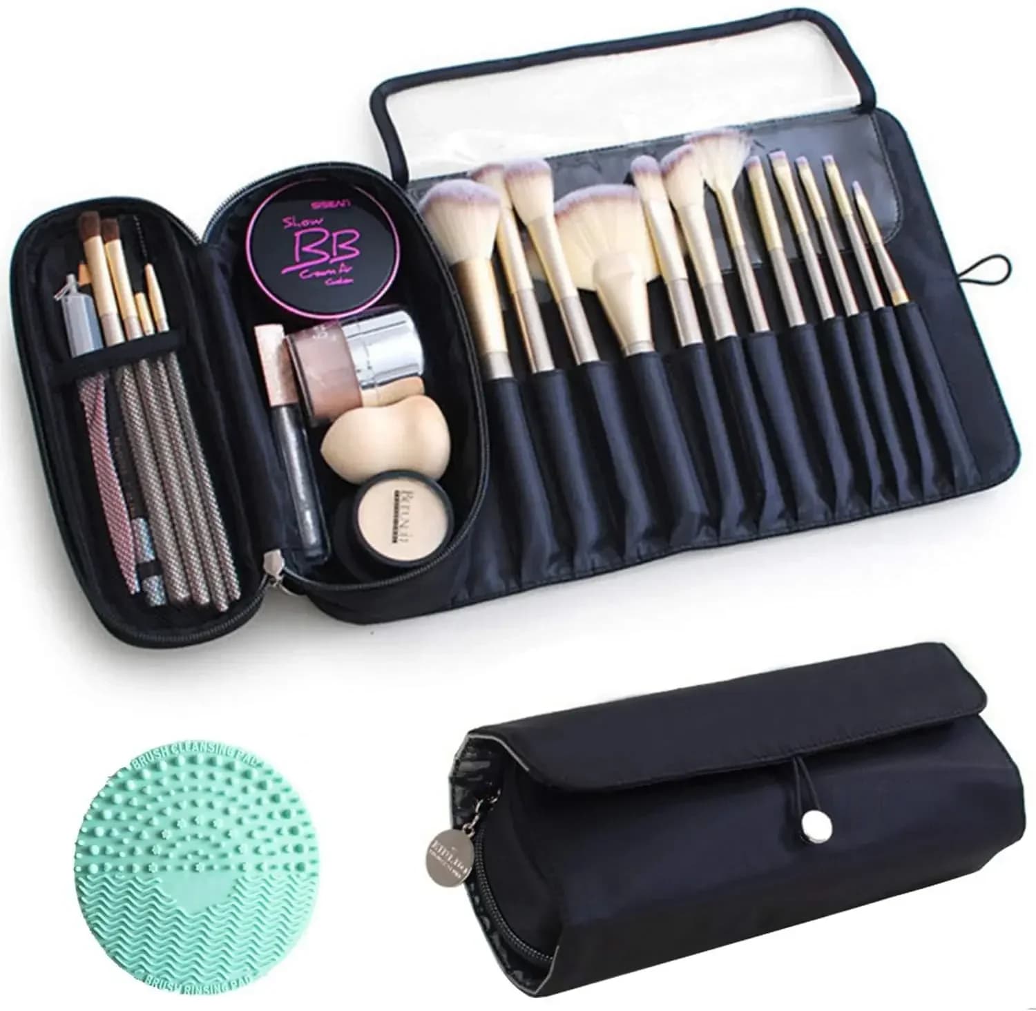 Borsa per Pennelli da Trucco, Custodia da Viaggio per Pennelli da Trucco, Organizzatore Portatile per Pennelli Cosmetici