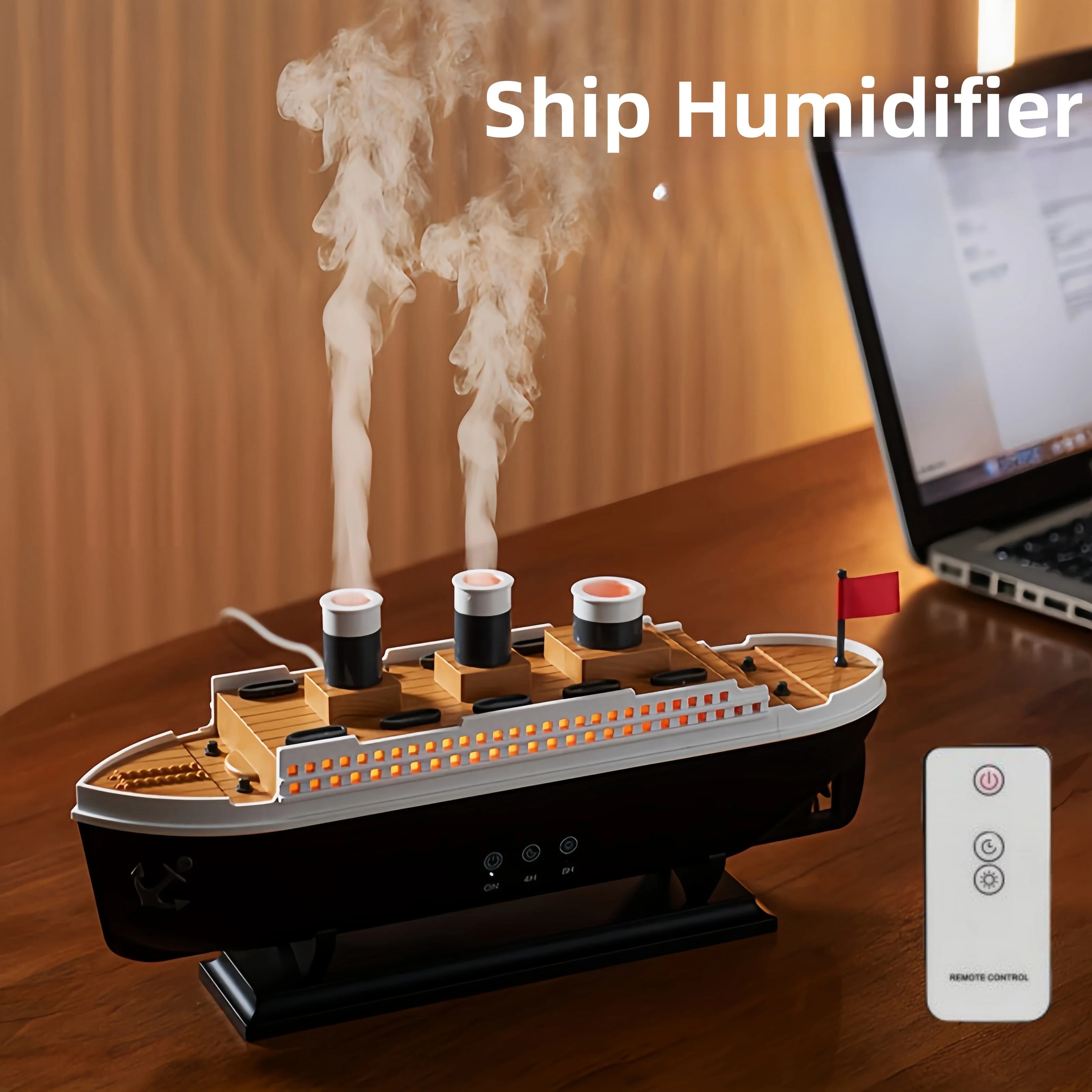 Titanic Modello di Nave Umidificatore Telecomando Casa 250ml Olio Essenziale Medusa Anello di Fumo Spray Aroma Diffusore Umidificatori