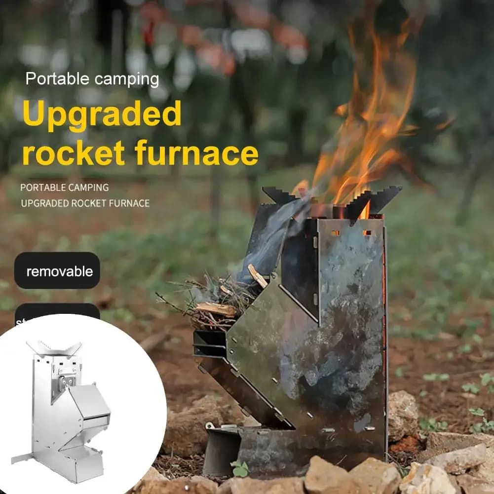Stainless steel portable rocket stove Wood field stove for outdoor camping Hiking Picnic Barbecue Kitchen equipment