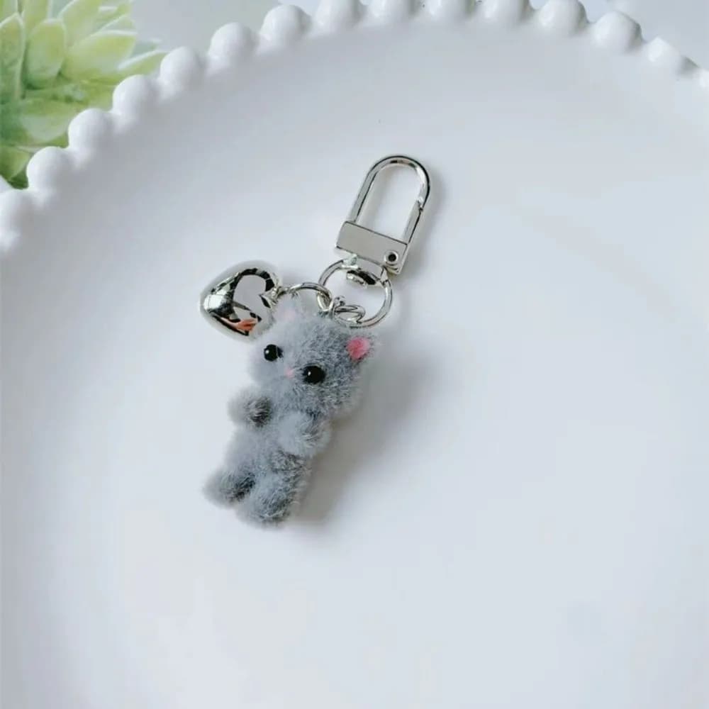 Cute Bag Hanging Cat Keychain Ornaments Creative Cat Pendant Resin Mini Car Key Ring Backpack Accessory