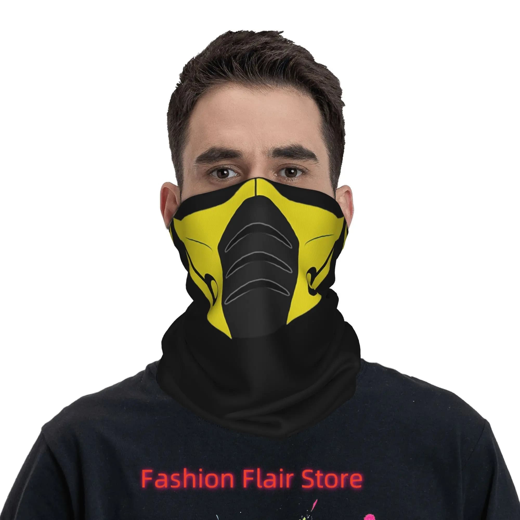 Scorpion Covid-19 Maschera Coronavirus Mortal Kombat Bandana Ghetta per il collo Sciarpa avvolgente stampata Fascia calda Equitazione Unisex Adulto