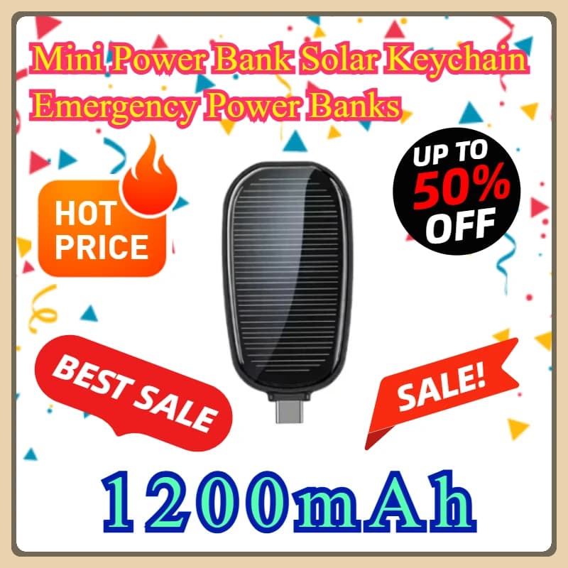 Per il telefono Telefoni cellulari Android Caricatore solare tascabile compatto 1200mAh Mini Power Bank Portachiavi solare Banche di alimentazione di emergenza