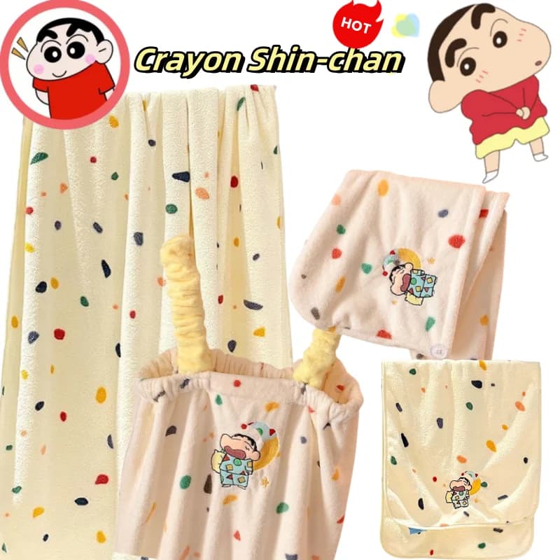 Crayon Shin-chan simpatico cartone animato anime creativo kawaii comodo traspirante assorbente ad asciugatura rapida gonna da bagno asciugacapelli cappello