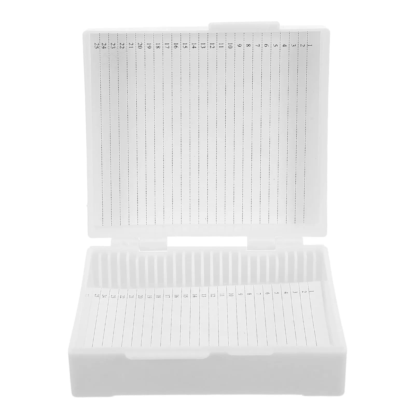 25-Slot Laboratory Slide Storage Box Plastic Microscope Slides Holder Clear View Case Reusable Glass Slide Storage Organizer