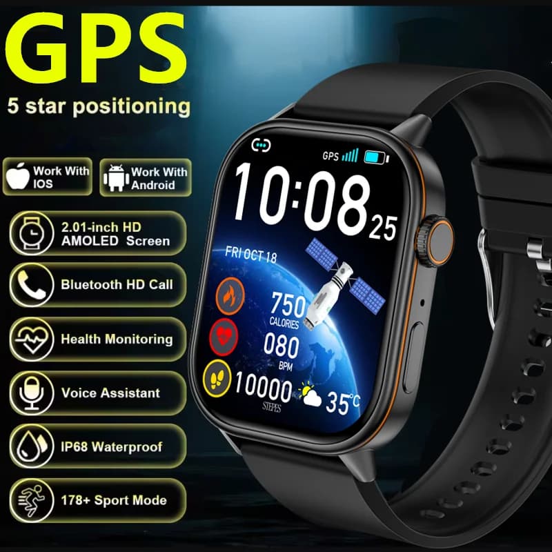 2026 Posizionamento GPS Smart Watch Leggero Alla moda Sport Bussola All'aperto Adulti Uomini Donne SmartWatch Salute SOS Anziani
