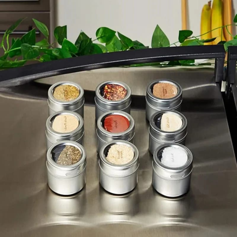 Nuovo set di barattoli per spezie Barattoli per spezie in acciaio inossidabile Contenitore per spezie Strumenti per spruzzi di condimento al pepe