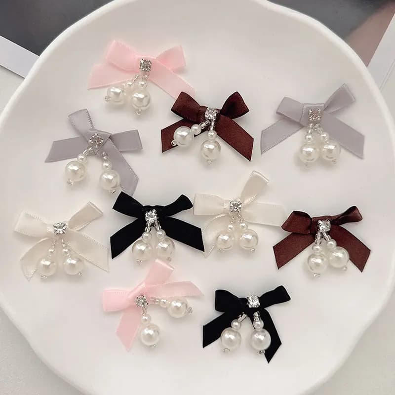 20cs Handmade Beading BowKnot Appliques For DIY Hair Clip Garment Shoe And Sock Decoration Patches