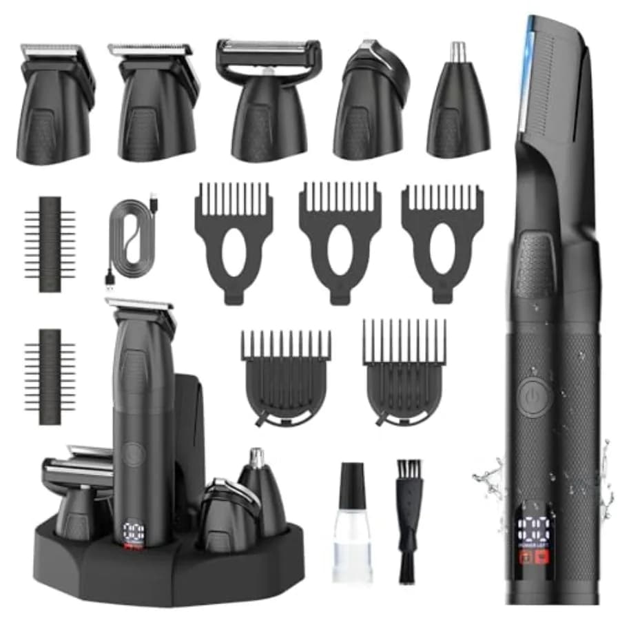 Rasoio Elettrico 6-in-1 per Uomo, Kit di Cura Maschile, Regalo per Uomo, Trimmer per Naso, Peli Pubici e Inguine